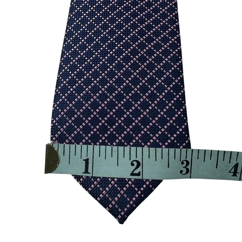 Black Brown 1826 100% Silk Mens Neck Tie Navy Blue Pastel Pink‎ Woven Plaid